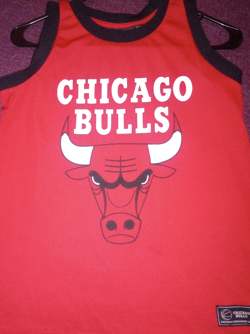 NBA Chicago Bulls Red Tank Top with Black Trim and White Logo